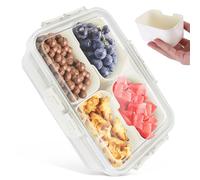 ENUTROF Ciotola per Snack con Coperchio Contenitore per Snack con 4 Scomparti Vassoio da Portata Diviso Snack Box per Caramelle, Noci, Snack, Frutta, Spezie, Biscotti, Dessert