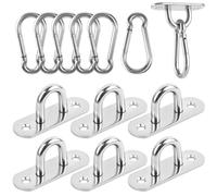 ENUTROF Piastra con Occhiello in Acciaio Inox a U Resistenti Placca Occhiello Eye Piastra Gancio da Muro Piastra 6pezzi con Moschettone per Hardware Yoga Altalene Amache Tendalino(L-U)