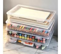 ENUTROF Scatola per File Trasparente Portariviste 27 x 19,5 x5 cm 4pz Portadocumenti In Plastica Rettangolo Impilabili con Coperchio a Scatto per La Conservazione Dei Libri Carta Scrapbooking Riviste