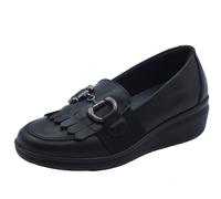 ENVAL Soft 6763200 Nappa Soft Nero Mocassini per Donna in pelle con frangie e ze