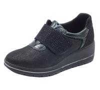 ENVAL Soft 6764900 Scam Nero Sneakers confort con zeppa media per Donna con stra