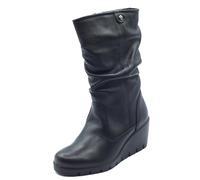 ENVAL SOFT 8769600 Nappa Soft Nero Tronchetti per Donna in Pelle con Lampo Zeppa Media (Taglia 38)