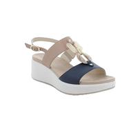ENVAL SOFT Sandali con Zeppa in Pelle da Donna Champagne e Blu 38 EU