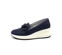 Enval Soft scarpe da donna mocassini in vera pelle blu con zeppa estivi 5760933