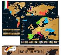 envami® Mappa del Mondo da Grattare-Cartina Mondo- Italiano -Più Mappa Europea -68 X 43 CM- Mappamondo da Grattare - Scratch off Map - Mappa da grattare - Cartina Geografica Mondo da Grattare