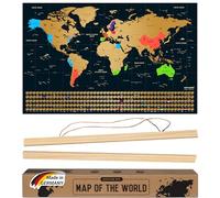 envami® Mappa del Mondo da Grattare - Con Telaio - 68 X 43 CM - Idee Regalo - Mappamondo da Grattare con Bandiere - Scratch off Map - Mappa da grattare - Cartina Mondo da grattare - Oro Inglese