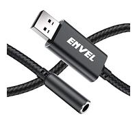 ENVEL Adattatore USB Jack Audio 3,5 mm Doppio per Cuffie Microfono Scheda Audio Esterna TRRS a 4 poli Cavo aux USB Maschio a Jack Femmina Compatibile con Cuffie Gaming PC Laptop PS4 Linux, NERO