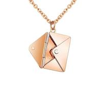 Envelope Necklace for Couples Personalized Envelope Locket Necklace for Women Love you Pendant Memorial Necklace Mother’s Day Valentine's Day Anniversary Birthday Gift - Rose Gold