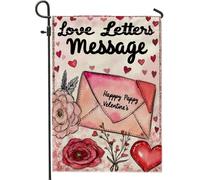 Envelope Valentine'S Romantic Hearts Roses Valentine'S Peach Bandiere Verticale Colore Vivido Bandiere Durevole Bandiera Per Prato Decorazione Giardino 30X45Cm
