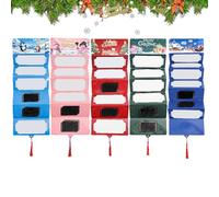 Enveloppes De Noël - Lot De 5 Porte-Argent Avec 10 Fentes | Enveloppes Rouges Festives En Papier Avec Clip Et Pompon | Rangement Cadeaux Cartes Bancaires Pour Réunion, Voyage Et Décoration De Fête