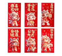 Enveloppes Rouges Chinoises - Année du Cheval Poche de Vacances | Pack Rouges 2026 di 6 | Pour Mariage Chinois, Anniversaire, Celébration, Réunion Familiale