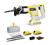 Enventor 20V Gattuccio a Batteria, Sega a Gattuccio con 2x2.0Ah Batterie, 5 Lame, Velocità Variabile 0-3000SPM, Taglio Massimo 115mm, Per il Taglio di Legno e Metallo