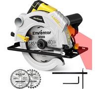 Enventor Sega Circolare 1500W, Sega Circolare per Legno 5500RPM, 2 Lama da 185mm(24T&40T), Taglio 65mm(90°)/43mm (45°), Motore Di Rame Puro, Guida Laser, Ideale per Tagliare Legno