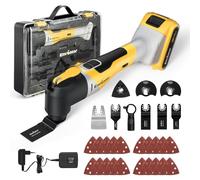 Enventor Utensile Multifunzione Oscillante a Batteria da 20V Brushless, 12000-19500RPM, 6 Velocità Regolabili, 4° Angolo di Oscillazione, 28 Accessori, Per Raschiatura, Taglio, Lucidatura