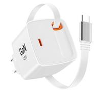 envircell 45W Caricatore con Cavo Retrattile USB C, GaN 2 Porte Caricabatterie Rapido with Cavo Spina Adattatore Alimentatore, Compatibile con Samsung, MacBook, iPhone17/17 Air/17 pro/17 Pro Max