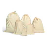 Enviroflex Sacchetti riutilizzabili in mussola con coulisse in 100% cotone in 6 misure per lavanderia, cucina e altro ancora. (Large(40x50) CM, 10, unità)