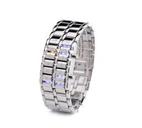 EnweMahi Orologi Binari LED, Orologio Digitale Luminoso Impermeabile, Display Ora/Data, Display AM/PM, Cinturino in Acciaio, Orologio Unico per Giovani Studenti Silver