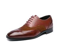 ENWIND Brogue Wingtip Scarpe da Città con Lacci in Pelle Uomo Derby Oxford Vintage Punta a Punta Business Scarpe da Sposa,Marrone,46 EU