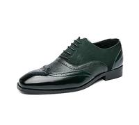 ENWIND Brogue Wingtip Scarpe da Città con Lacci in Pelle Uomo Derby Oxford Vintage Punta a Punta Business Scarpe da Sposa,Verde,44 EU