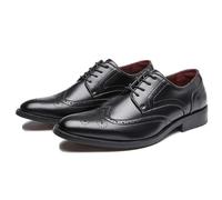 ENWIND Brogues in Pelle da Uomo Scarpe Basse Stringate Oxfords Formali Scarpe Eleganti per Matrimoni Feste e Banchetti,Nero,42 EU