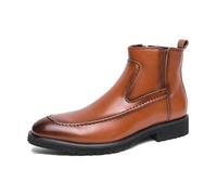 ENWIND Chelsea Stivaletti da Uomo in Ecopelle Cerniera Scarpe da Lavoro Casual,Marrone,39 EU