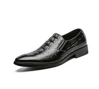 ENWIND Mocassini da Uomo Classici in Ecopelle con Stampa Coccodrillo, Scarpe Slip-On Formali,Nero,45 EU