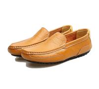 ENWIND Mocassini da Uomo in Pelle Scarpe de Guida Casual Moda Slip on Loafers Scarpe Basse per Ufficio,Giallo,39 EU
