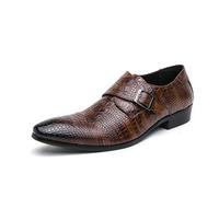 ENWIND Mocassini per Gli Uomini Monaco Fibbia Oxfords Scarpe da Abito Ufficio di Affari Scarpe da Abito Formali,Marrone,44 EU