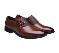 ENWIND Scarpe da Abito Formale per Uomo Stringate Oxford Derby Scarpe per La Festa di Lavoro di Nozze,Marrone,48 EU