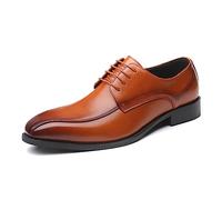 ENWIND Scarpe da Lavoro da Uomo in Pelle Liscia con Lacci, per Ufficio, Business, Ufficio,Marrone,38 EU