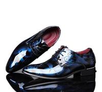 ENWIND Scarpe da Sposa in Pelle Sintetica Oxfords Scarpe Stringate da Uomo Moda Business Scarpe Formali,Blu,39 EU