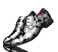 ENWIND Scarpe da Sposa in Pelle Sintetica Oxfords Scarpe Stringate da Uomo Moda Business Scarpe Formali,Grigio,48 EU