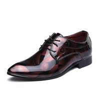 ENWIND Scarpe da Sposa in Pelle Sintetica Oxfords Scarpe Stringate da Uomo Moda Business Scarpe Formali,Rosso,45 EU