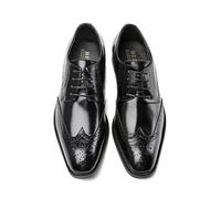 ENWIND Scarpe da Uomo in Pelle Appartamenti con Lacci Scarpe Oxford Scarpe da Brogues per Matrimonio Formale,Nero,39 EU