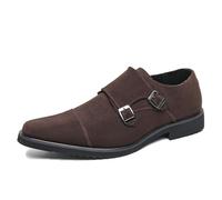 ENWIND Scarpe Derby Monk Strap Doppio Uomo Slip on Mocassino Punta cap in Pelle Oxford Formali Business Casual Comode Scarpe Eleganti da Uomo,Marrone,41 EU