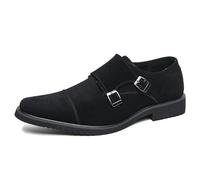 ENWIND Scarpe Derby Monk Strap Doppio Uomo Slip on Mocassino Punta cap in Pelle Oxford Formali Business Casual Comode Scarpe Eleganti da Uomo,Nero,45 EU