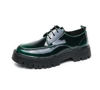 ENWIND Scarpe Eleganti da Uomo in Pelle Verniciata con Plateau, Scarpe Oxford Antiscivolo, Classiche, con Lacci, Scarpe da Lavoro, da Ufficio, da Lavoro,Verde,43 EU