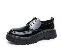 ENWIND Scarpe Eleganti da Uomo in Pelle Verniciata con Plateau, Scarpe Oxford Antiscivolo, Classiche, con Lacci, Scarpe da Lavoro, da Ufficio, da Lavoro,Nero,43 EU