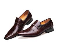 ENWIND Scarpe Eleganti da Uomo Scarpe a Punta Casual Slip on Mocassini in Pelle Scarpe da Lavoro Formali da Cerimonia,Marrone,44 EU