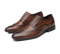 ENWIND Scarpe Formali da Uomo in Pelle con Pizzo Classiche Brogue Derbys Scarpe per Feste di Nozze,Marrone,46 EU