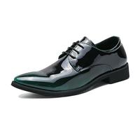 ENWIND Scarpe Formali da Uomo in Pelle Verniciata Punta a Punta Stringate Derbys Uomo Basse Scarpe Business,Verde,42 EU