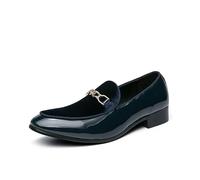 ENWIND Scarpe Formali da Uomo Mocassini in Pelle Verniciata Scivolare su Scarpe da Abito da Sposa,Blu,45 EU