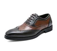 ENWIND Scarpe Formali da Uomo Stringate Brogue Punta ad Ala in Pelle PU Scarpe Oxford Scarpe da Sposa d'Affari,Marrone,47 EU