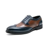 ENWIND Scarpe Formali da Uomo Stringate Brogue Punta ad Ala in Pelle PU Scarpe Oxford Scarpe da Sposa d'Affari,Blu,43 EU