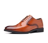 ENWIND Scarpe Formali da Uomo Stringate Brogue Punta ad Ala Scarpe Uomo Eleganti Derby Scarpe Stringate Basse,Marrone,43 EU