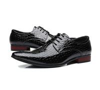 ENWIND Scarpe Formali Uomo Classiche Stringate Oxford con Stampa Coccodrillo Classiche Wingtip Brogues,Nero,40 EU