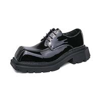 ENWIND Scarpe in Pelle Moderna per Gli Uomini Scarpe Casual Casual Piattaforma dei Lacci Scarpe Business A Punta Quadrata,Black Patent Leather,43 EU