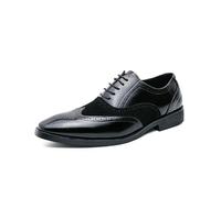 ENWIND Scarpe Oxford da Uomo Wingtip Brogues in Pelle Punta Quadrata Scarpe da Sera Formali da Sposa,Nero,45 EU