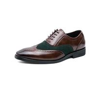 ENWIND Scarpe Oxford da Uomo Wingtip Brogues in Pelle Punta Quadrata Scarpe da Sera Formali da Sposa,Marrone,43 EU