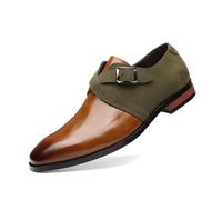 ENWIND Scarpe Oxford in Pelle da Uomo con Fibbia Scarpe da Eleganti Formali per Matrimonio Lavoro,Giallo,41 EU